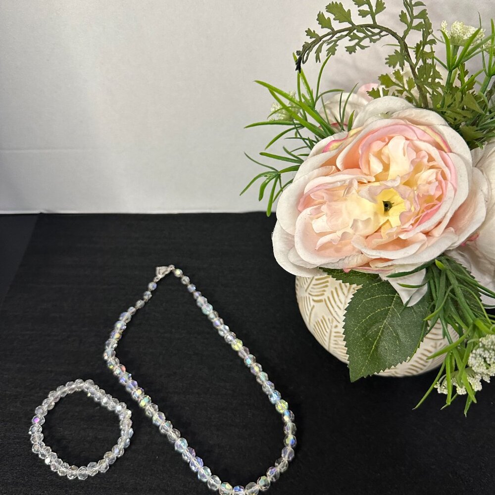 Aurora Borealis Rhinestone Heart Necklace